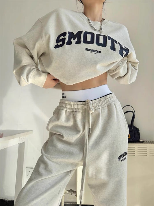 Loose All-matching Hoodie Sweatpants Student Running Two-piece Set