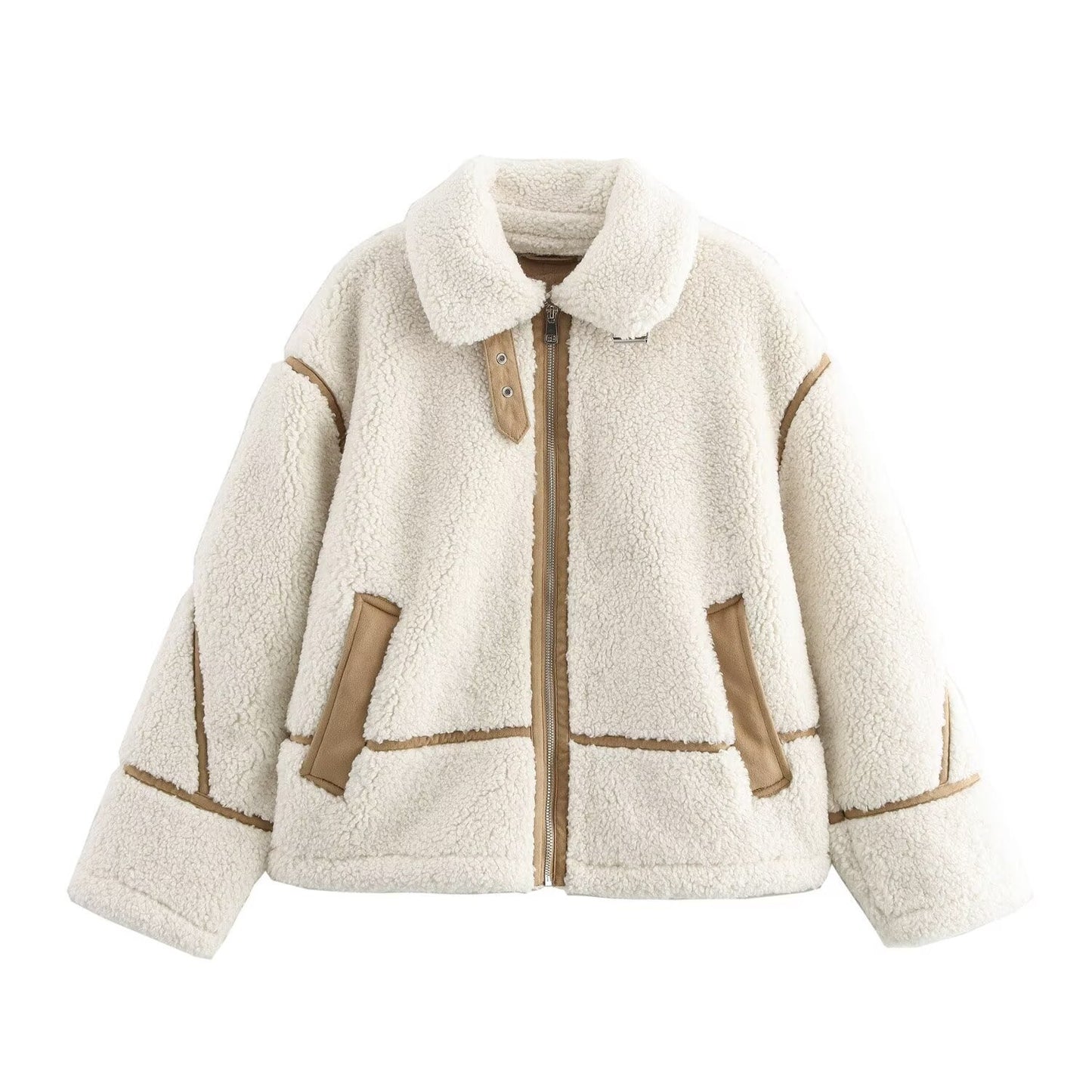 Women's Patchwork Lamb Fur Jacket Coat