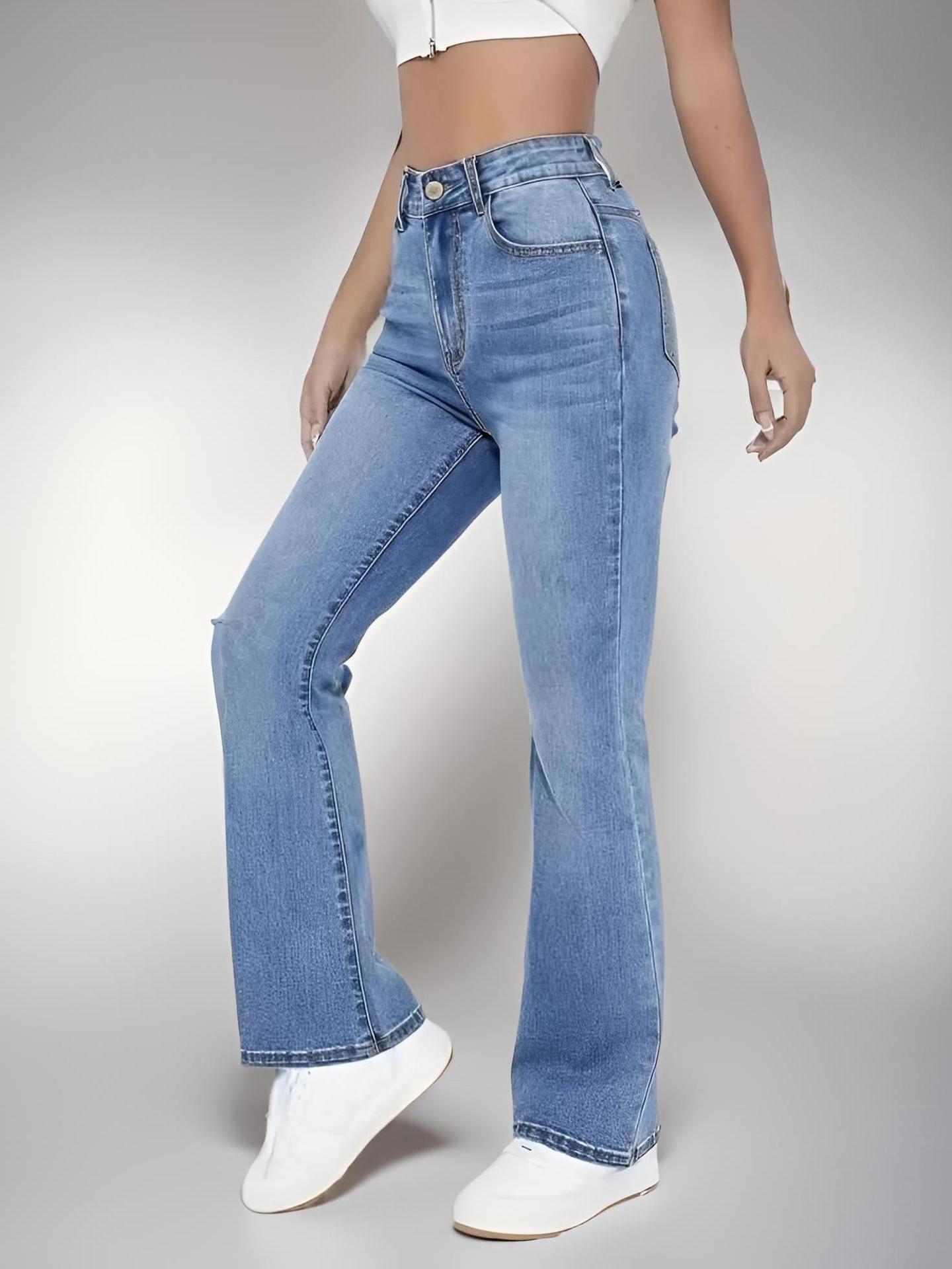 Women's High Waist Straight Slim Fit All-match Stretch Jeans