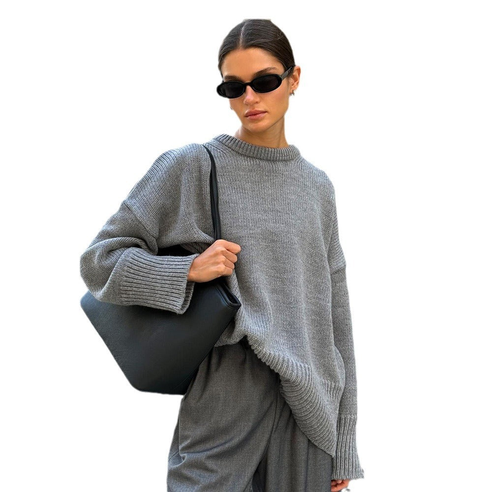 Women's All-match Casual Knitted Round Neck Sweater