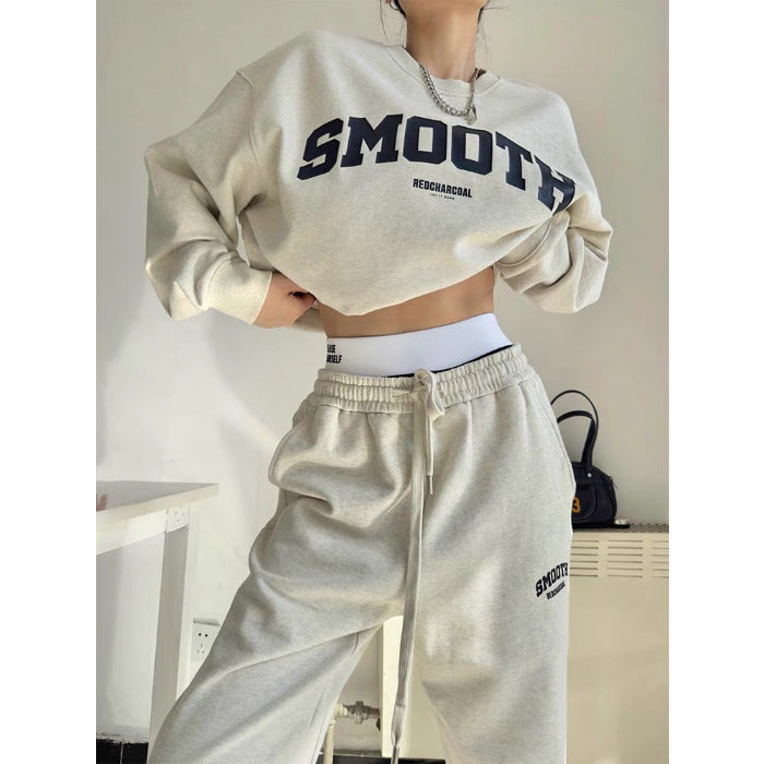 Loose All-matching Hoodie Sweatpants Student Running Two-piece Set