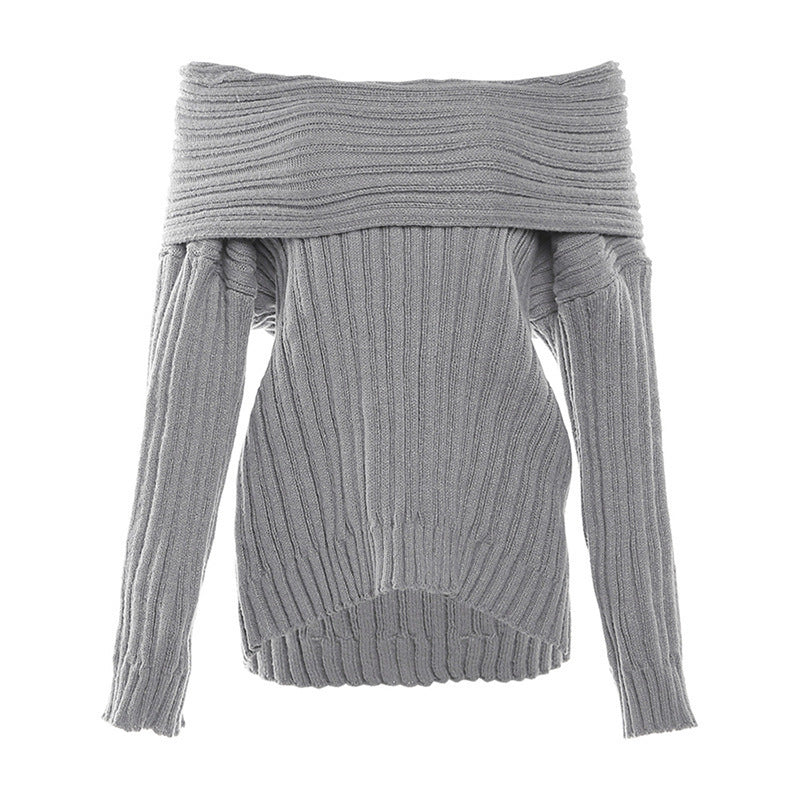 Irregular Off-the-shoulder Long-sleeved Sweater