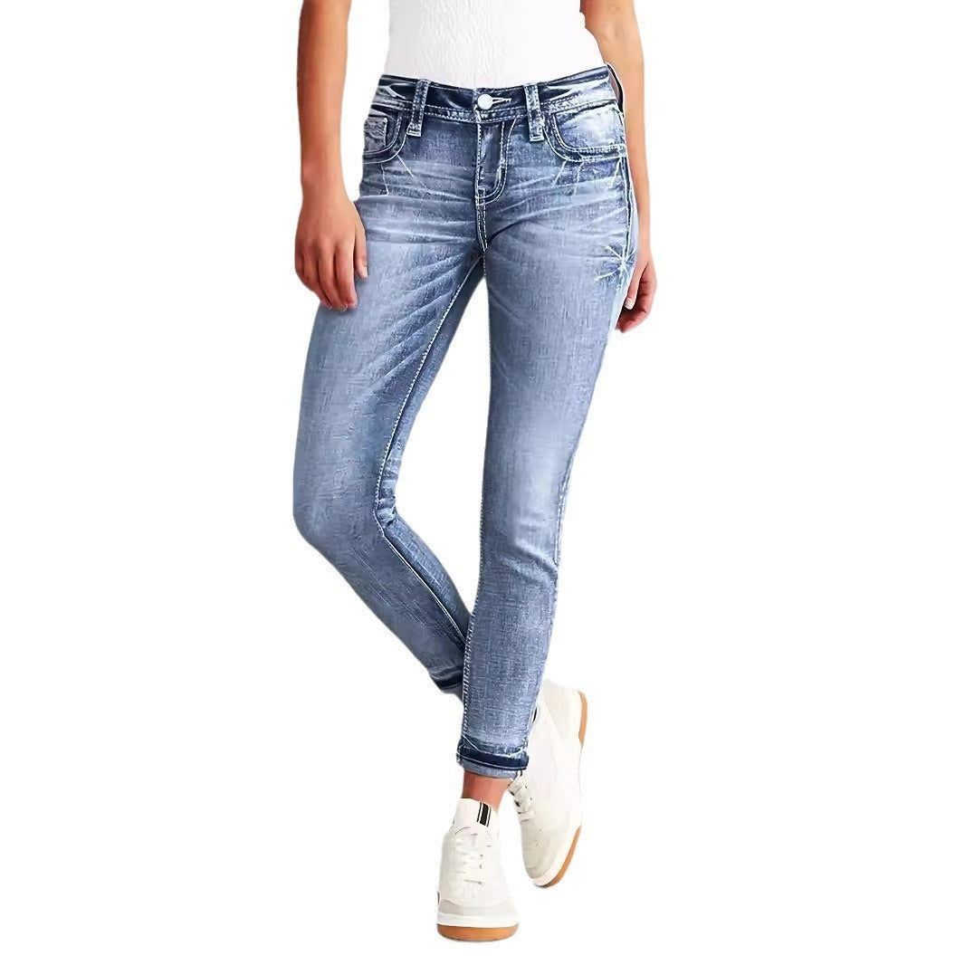 Versatile Embroidered Jeans