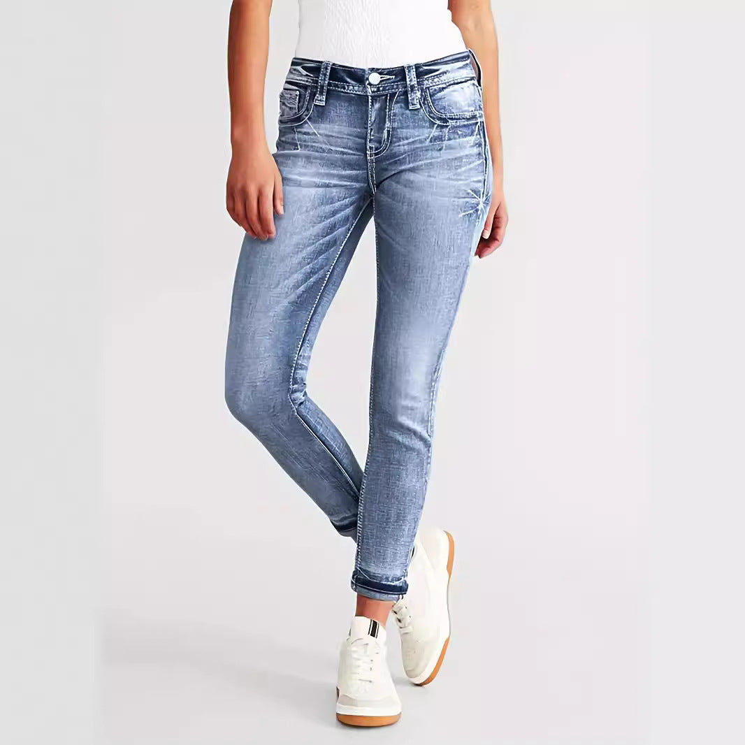 Versatile Embroidered Jeans