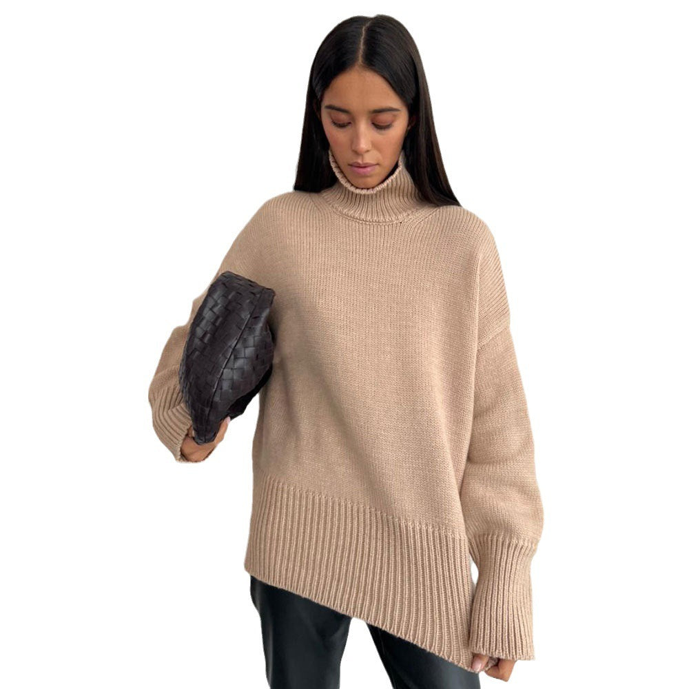 Half Turtleneck Commuter Solid Color Knitted Pullover Sweater