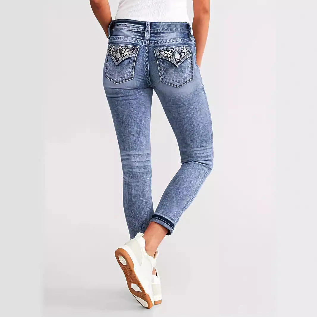 Versatile Embroidered Jeans