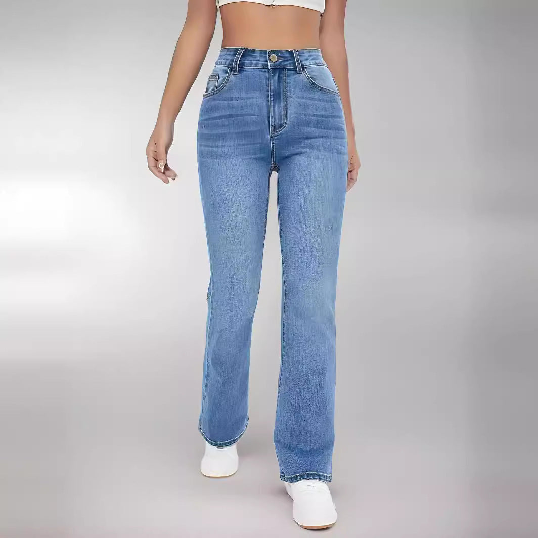 Women's High Waist Straight Slim Fit All-match Stretch Jeans