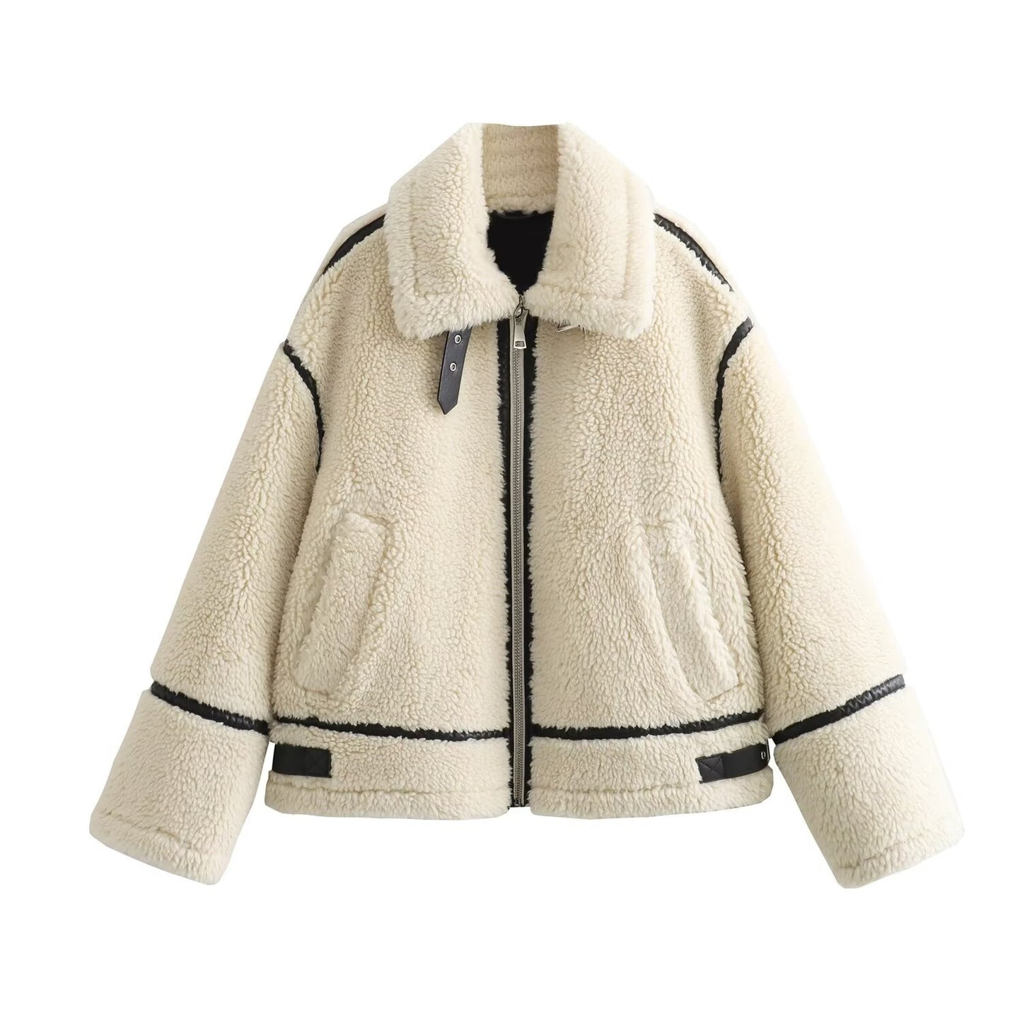 Women's Patchwork Lamb Fur Jacket Coat