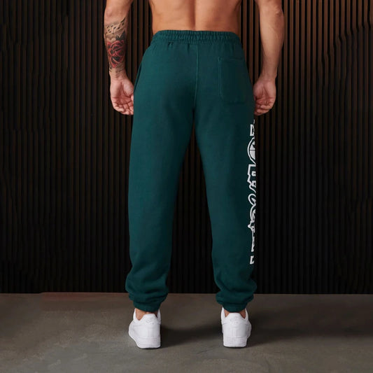 Men's Sweatpants Autumn and Winter New Jogger Gym Sports Fitness Casual Pants Cotton printed mid waist drawstring trousers