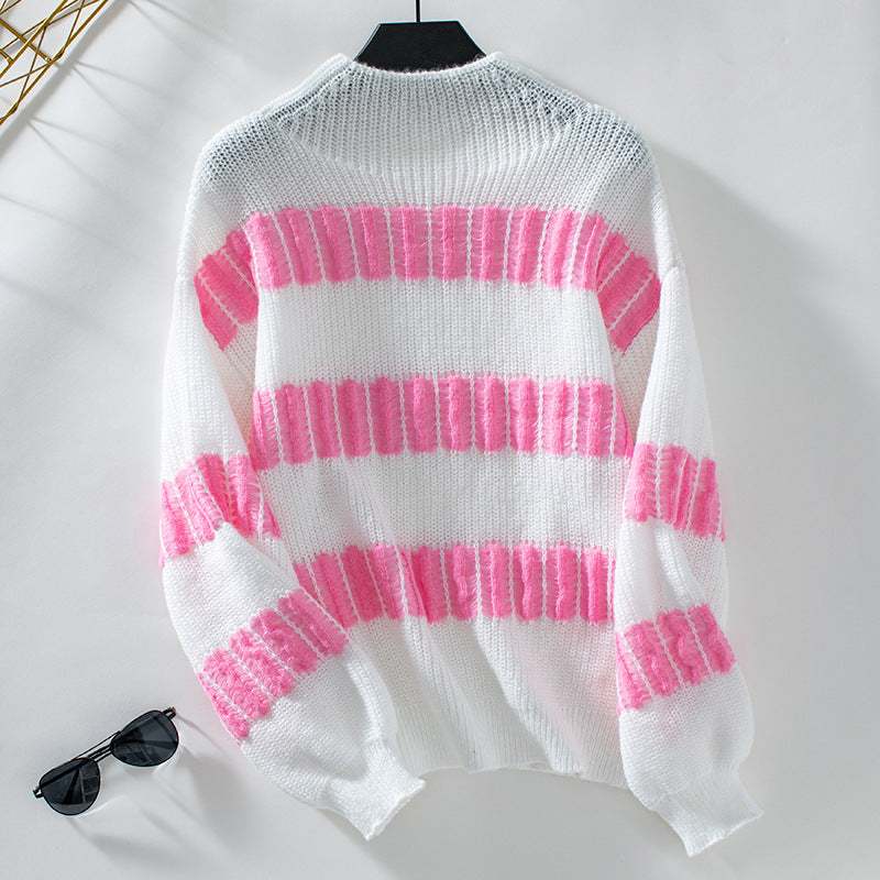 Women's Half Turtleneck Color Matching Sweater