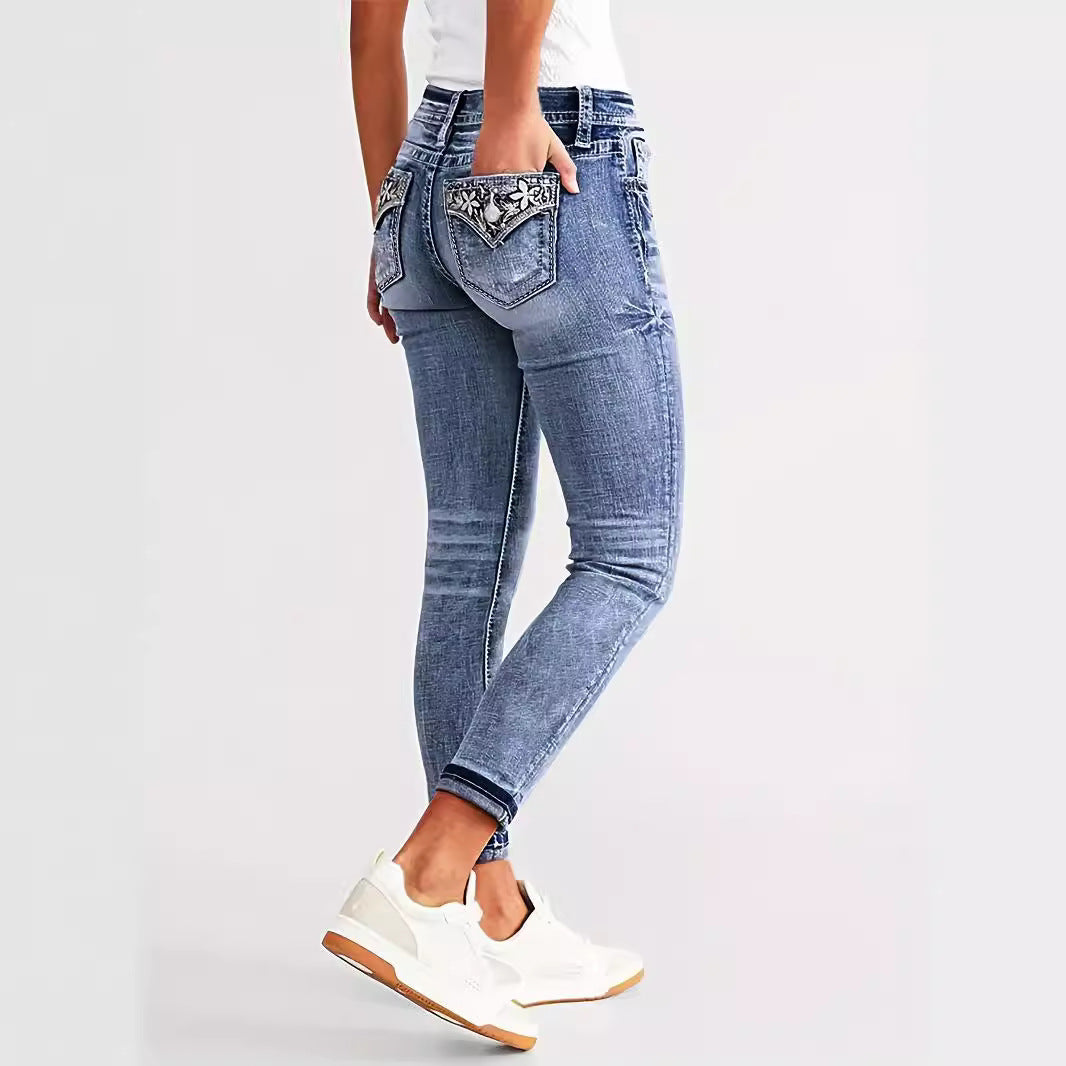 Versatile Embroidered Jeans