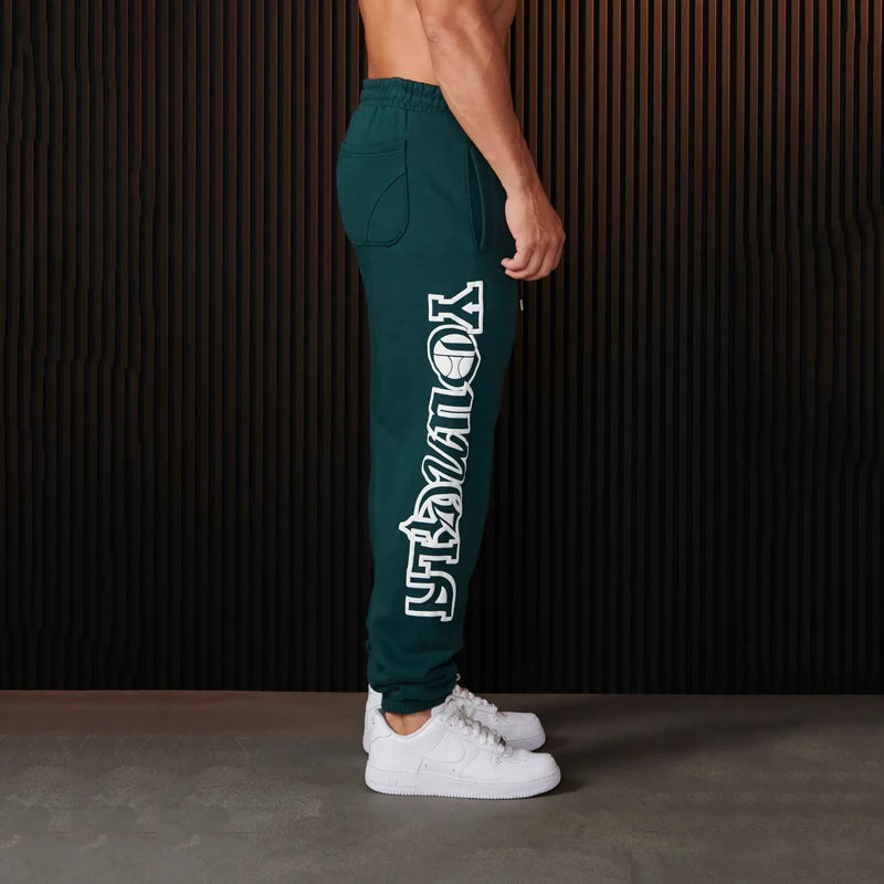 Men's Sweatpants Autumn and Winter New Jogger Gym Sports Fitness Casual Pants Cotton printed mid waist drawstring trousers