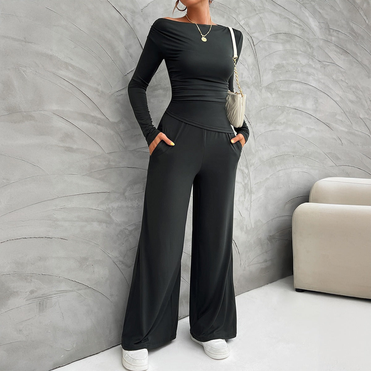 Fashionable Fitted Long Sleeve Top Suit