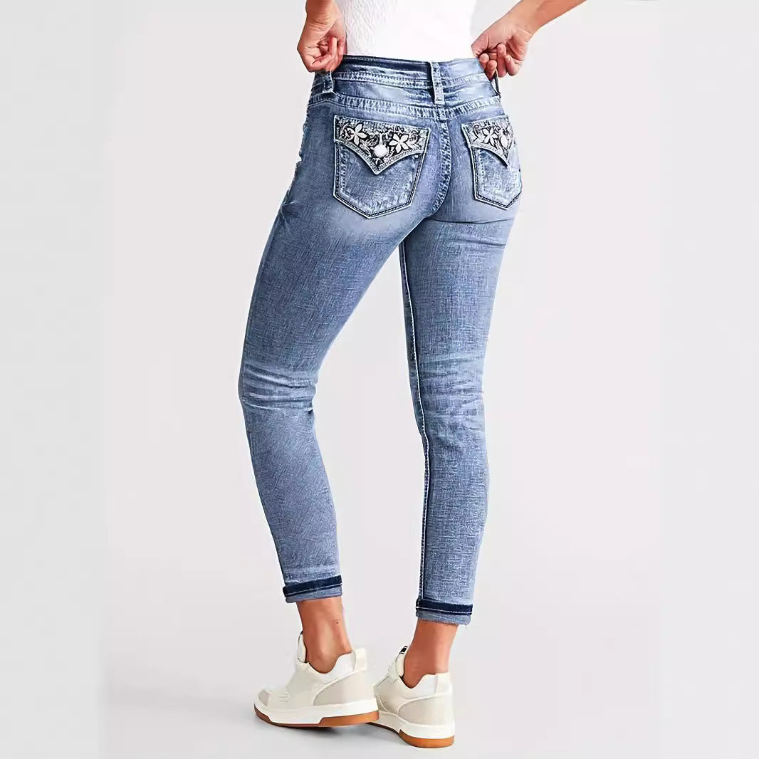 Versatile Embroidered Jeans