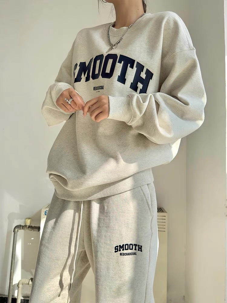 Loose All-matching Hoodie Sweatpants Student Running Two-piece Set